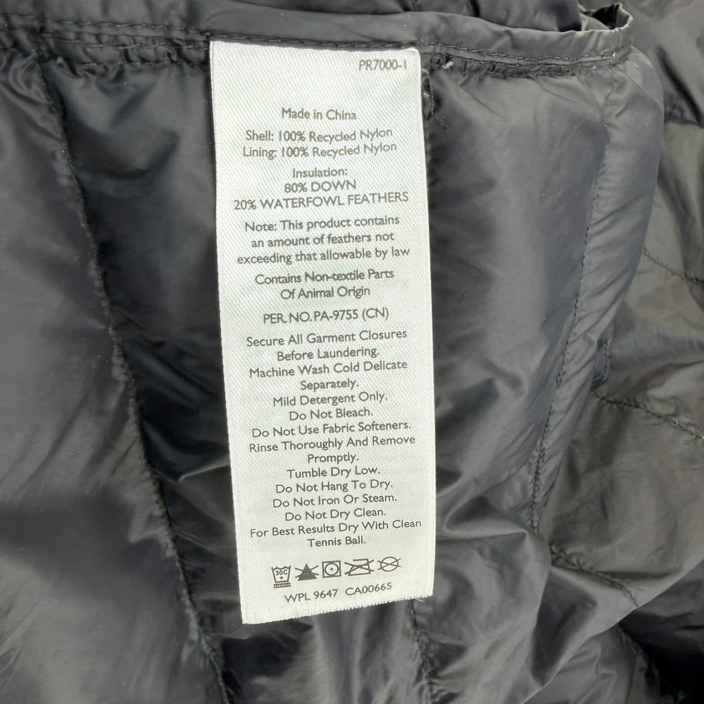 Eddie Bauer EB650 Down Puffer Jacket Womens Large Black Full Zip Quilted READ
